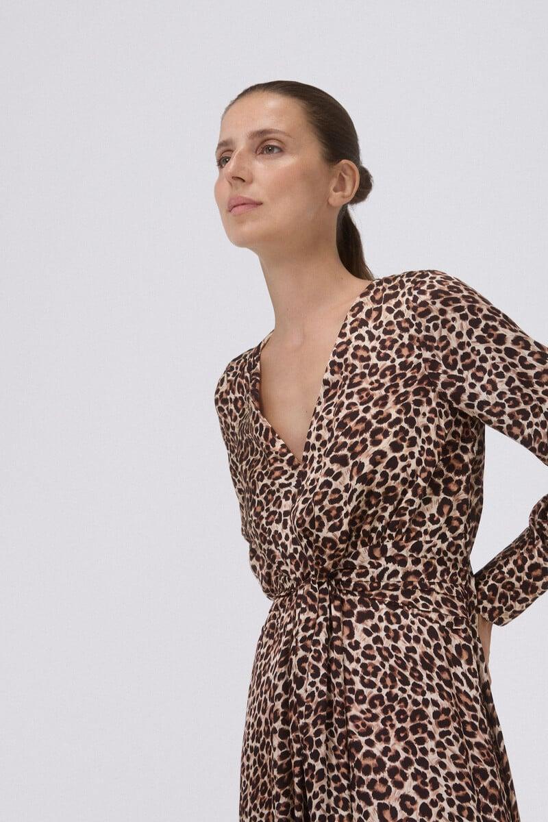 Cortefiel Vestido estampado nudo Ofertas de temporada