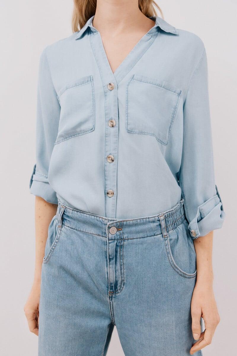 Cortefiel Camisa Vaquera Tencel Rebajas de fin de temporada
