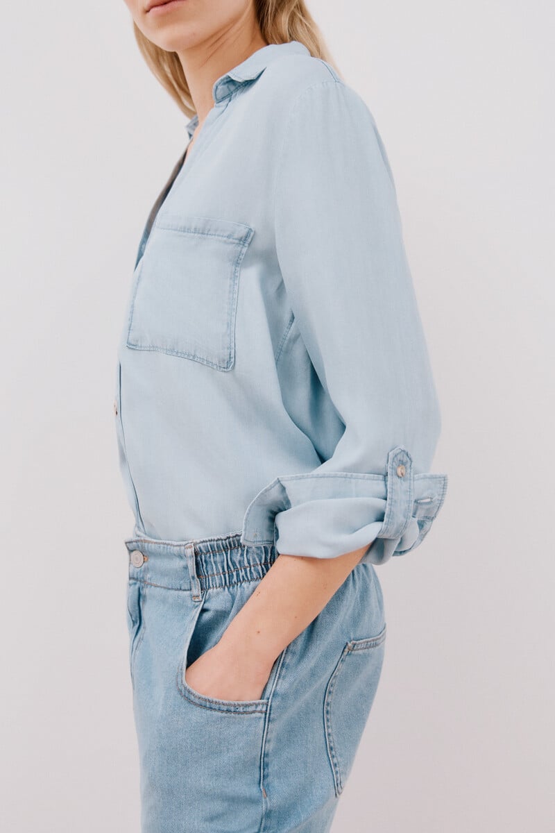 Cortefiel Camisa Vaquera Tencel Rebajas de fin de temporada