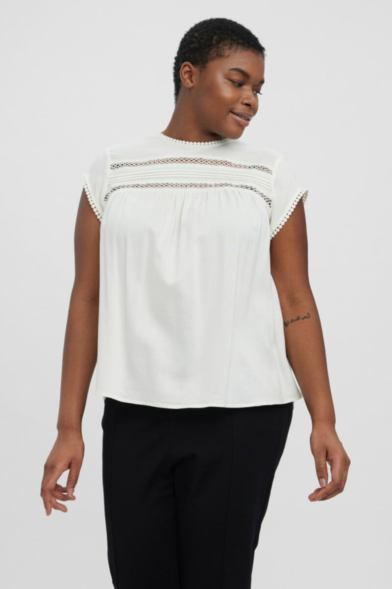 Cortefiel Blusa fluida de cuello redondo talla grande Liquidación