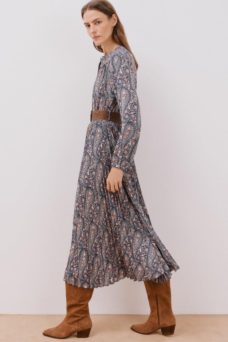 Cortefiel Vestido estampado plisado Precio de fábrica