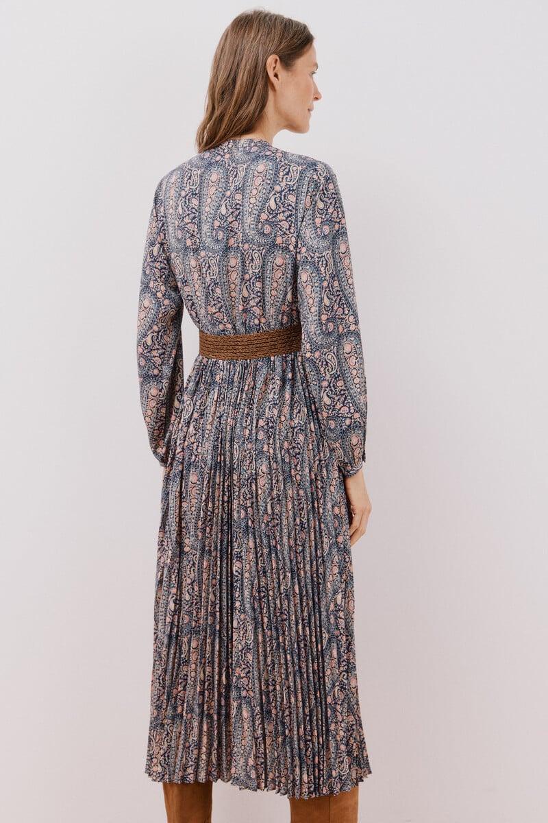 Cortefiel Vestido estampado plisado Precio de fábrica