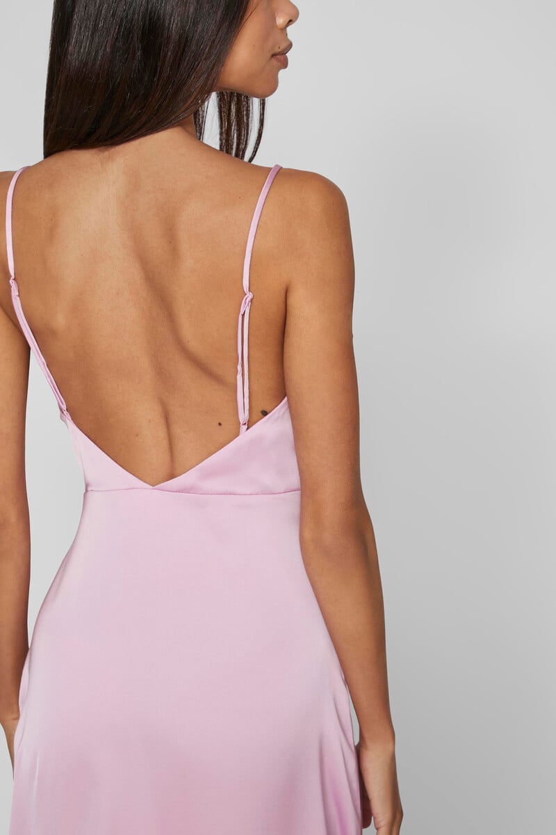 Cortefiel Vestido largo satinado escote drapeado Libre de impuestos
