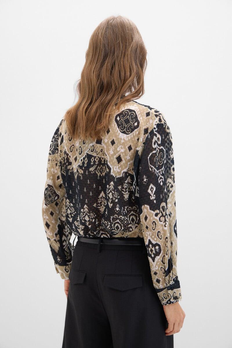 Cortefiel Blusa estampada tejido textura Descuentos del mes