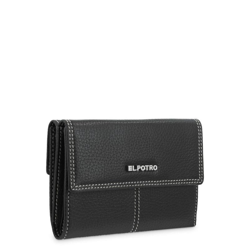 El potro Cartera solapa mujer en piel vacuno color negro- Floater Última moda