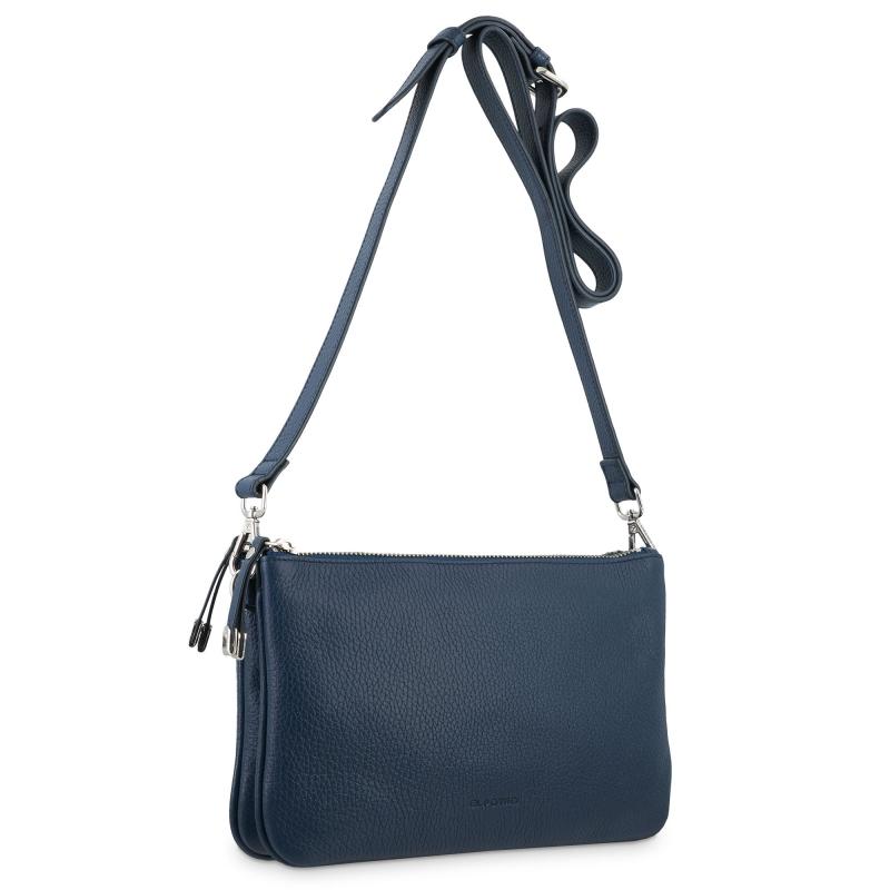 El potro Bolso bandolera pequeño 2 cremalleras piel vacuno color azul-Iris Liquidación