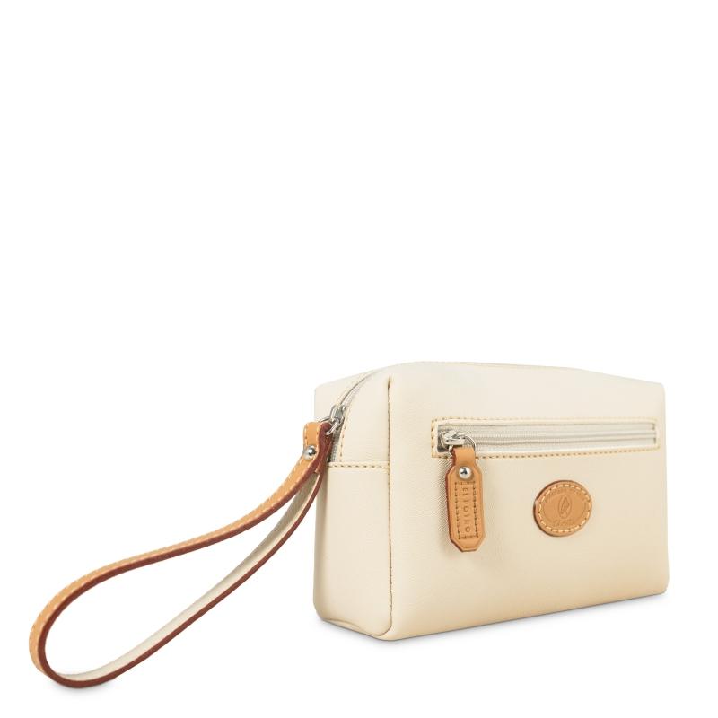 El potro Bolsa monedero mujer en lona y piel vacuno color beige- Base Envío internacional gratuito