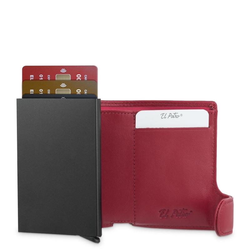 El potro Tarjetero protector en piel vacuno color rojo bostón-E L P O T R O Tienda de fábrica