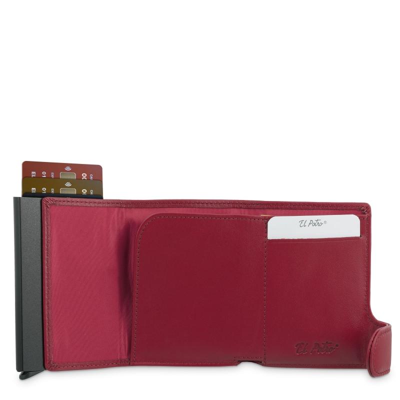 El potro Tarjetero protector en piel vacuno color rojo bostón-E L P O T R O Tienda de fábrica
