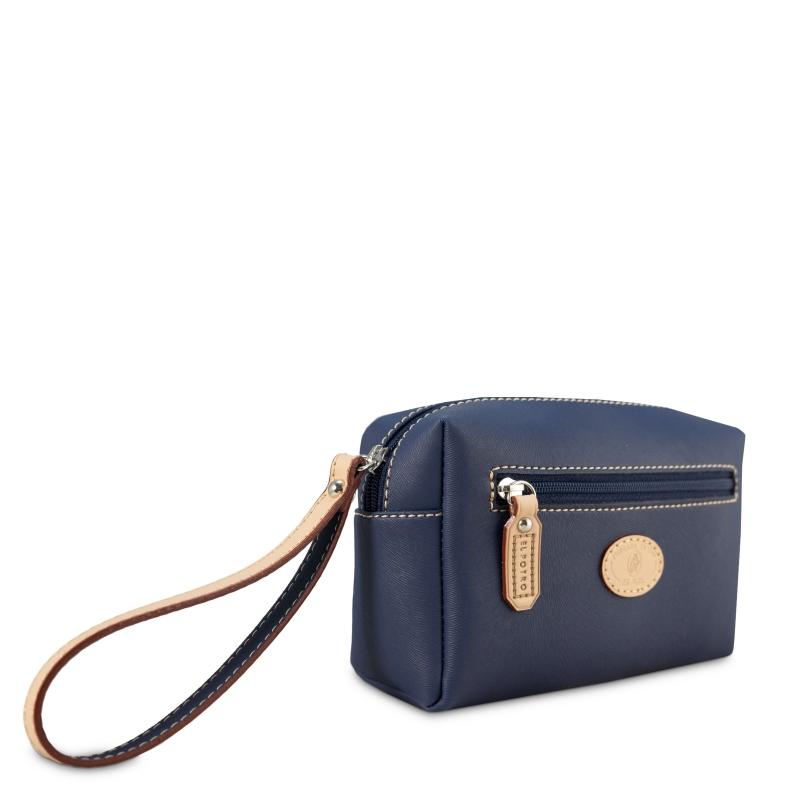 El potro Bolsa monedero mujer en lona y piel vacuno color azul- Base Precio ultrabajo