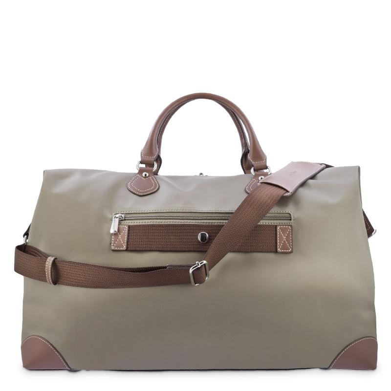 El potro Bolso de viaje unisex en lona taupe y piel vacuno color cuero-Paris Outlet