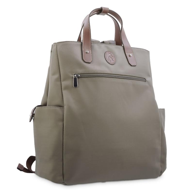 El potro Mochila bolso unisex en lona taupe y piel vacuno cuero-Paris Outlet online