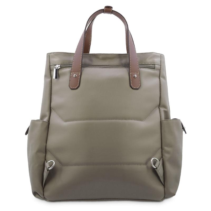 El potro Mochila bolso unisex en lona taupe y piel vacuno cuero-Paris Outlet online