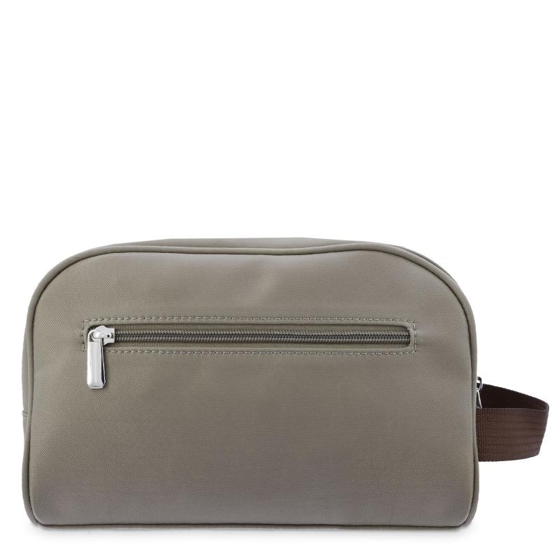 El potro Bolsa de aseo unisex en lona taupe y piel vacuno color cuero-Paris Rebajas