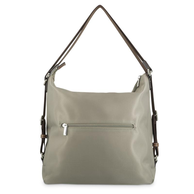 El potro Bolso convertible en mochila de mujer en lona y piel vacuno color taupe-Paris Venta caliente
