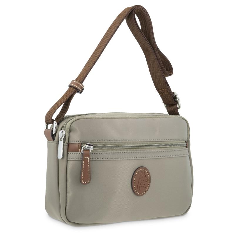 El potro Bolso bandolera mujer en lona y piel vacuno color taupe y cuero-Paris Gran oferta