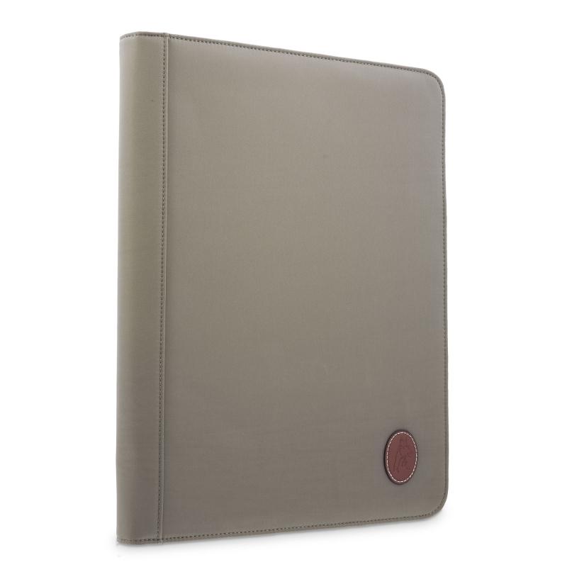 El potro Porta documentos unisex en lona taupe y piel vacuno color cuero-Paris Rebajas baratas