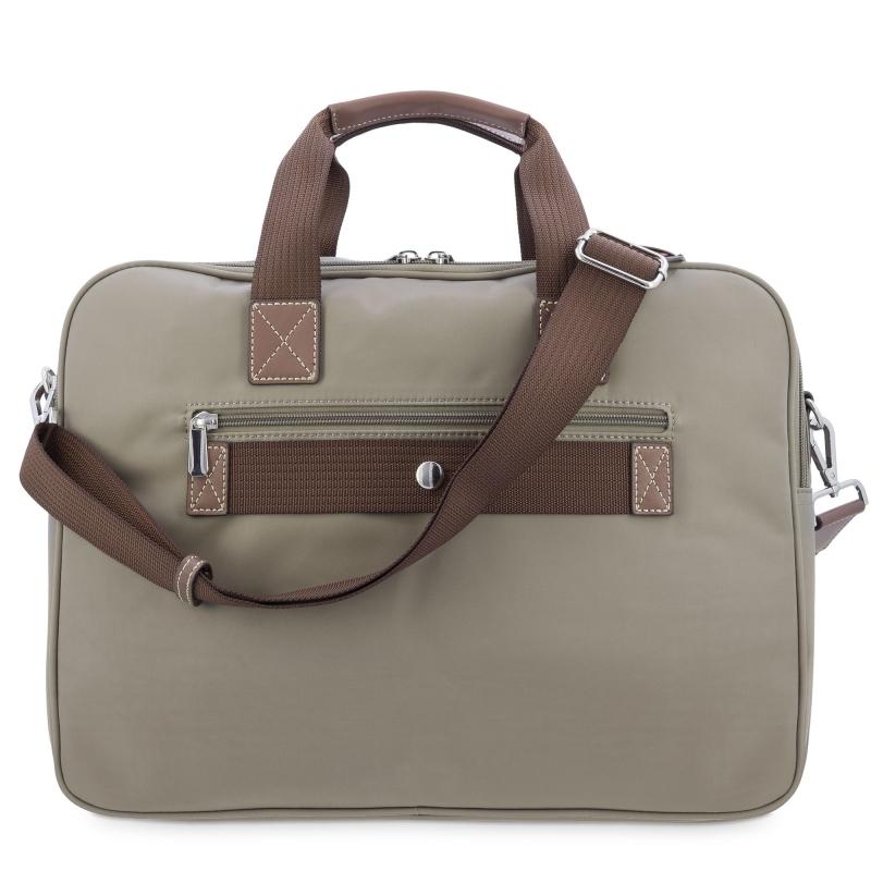 El potro Carpeta bolso unisex en lona taupe y piel vacuno color cuero-Paris Rebajas de fábrica