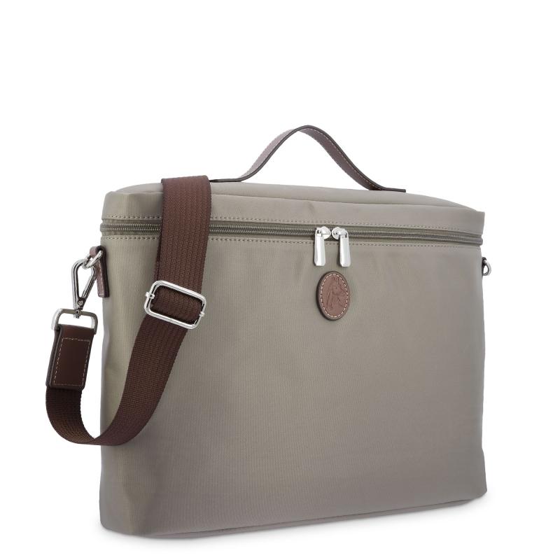 El potro Carpeta unisex en lona taupe y piel vacuno color cuero-Paris Los más vendidos