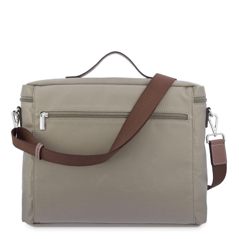 El potro Carpeta unisex en lona taupe y piel vacuno color cuero-Paris Los más vendidos