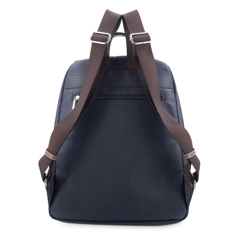 El potro Mochila unisex en lona azul y piel vacuno cuero-Paris Descuento