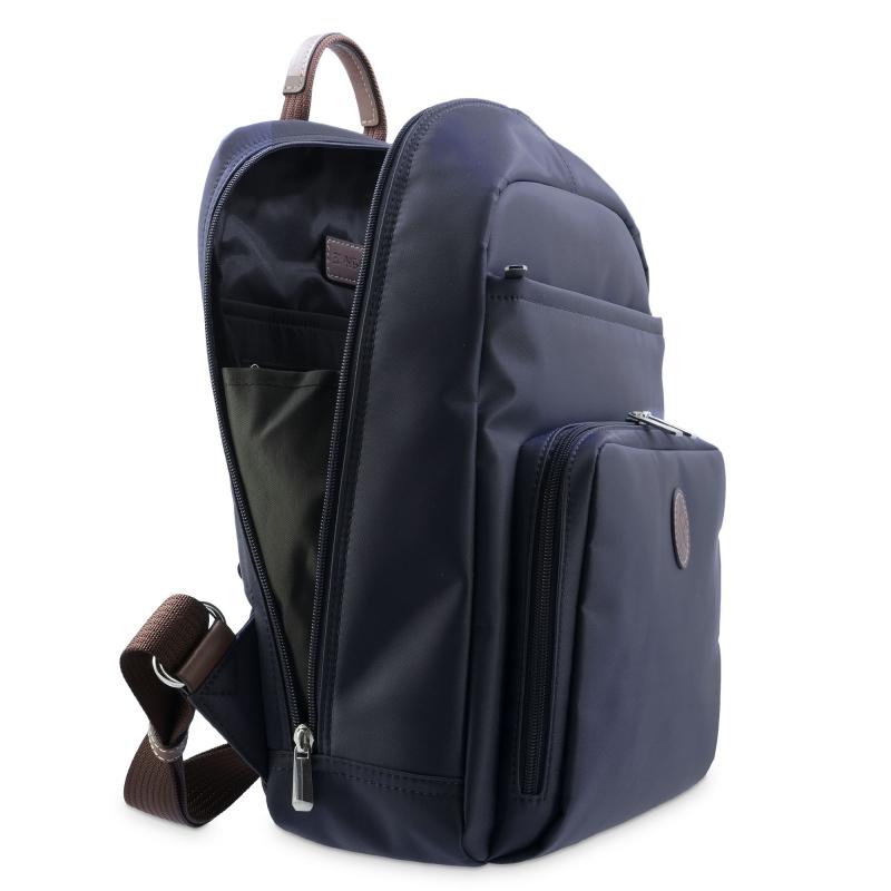 El potro Mochila unisex en lona azul y piel vacuno cuero-Paris Descuento