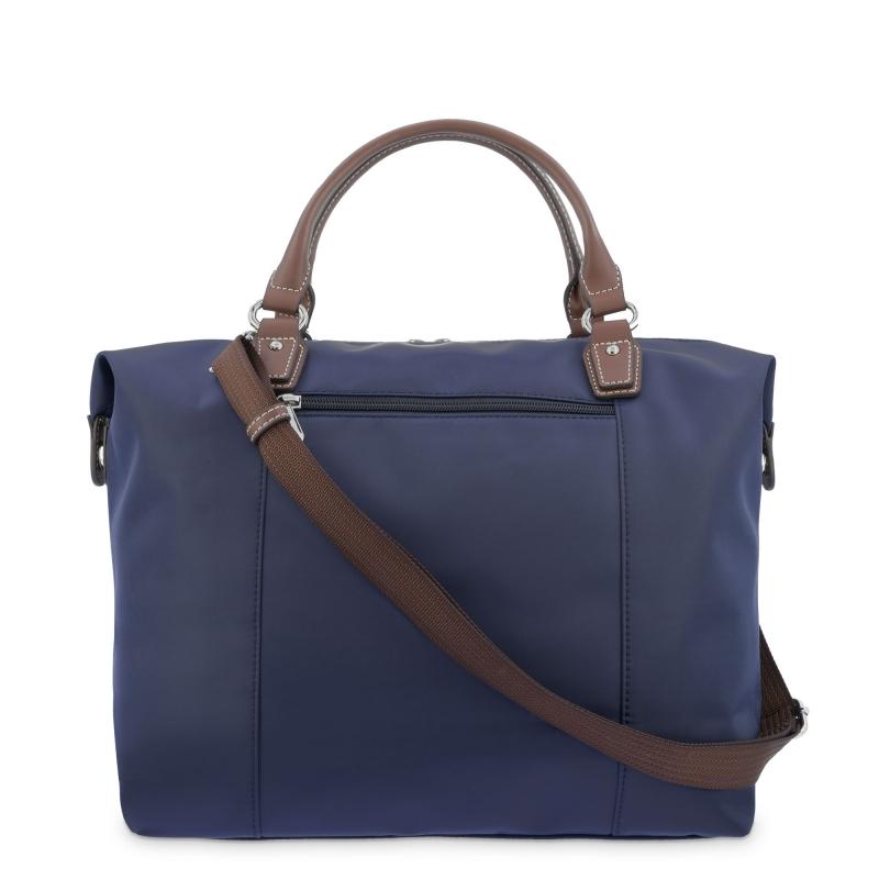 El potro Bolso Tote mujer en lona y piel vacuno color azul-cuero-Paris Liquidación