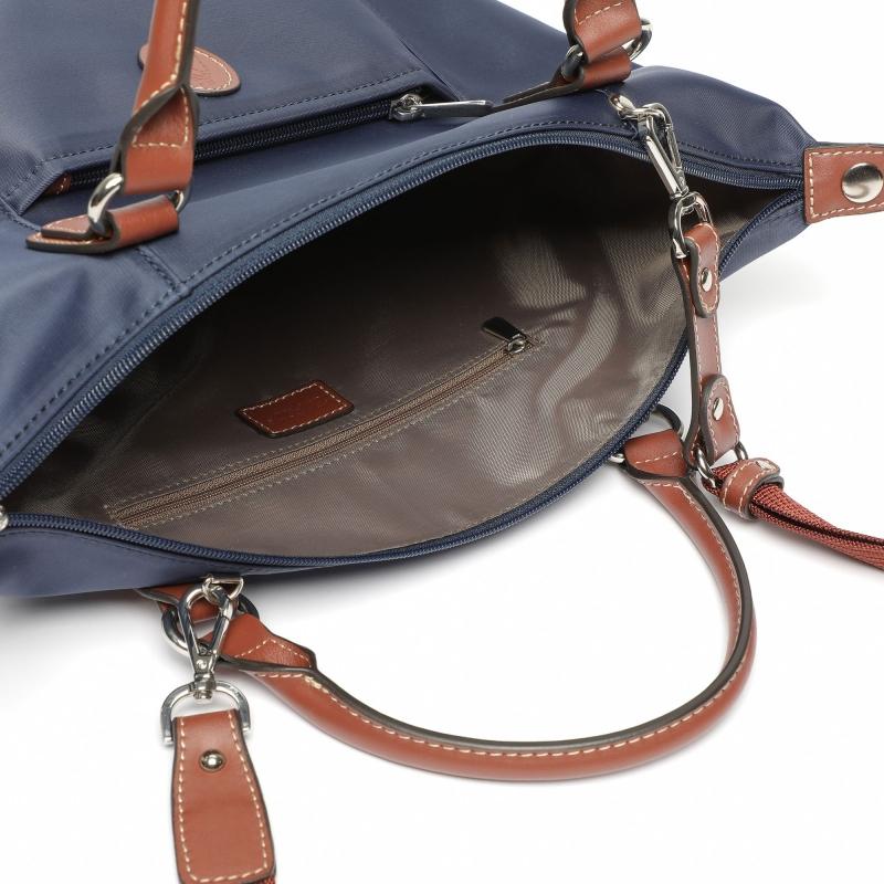 El potro Bolso Tote mujer en lona y piel vacuno color azul-cuero-Paris Mejor oferta