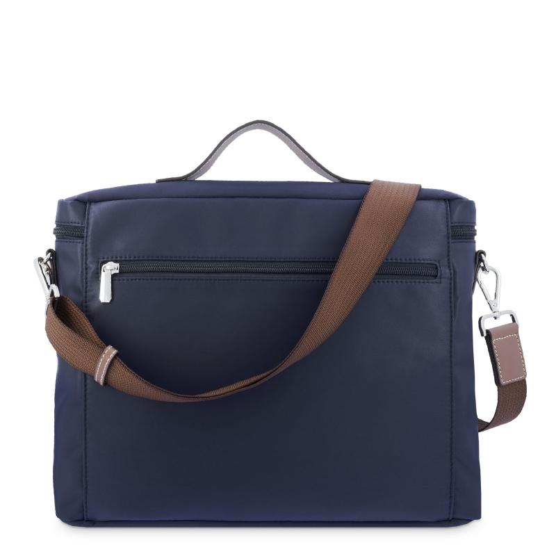 El potro Carpeta unisex en lona azul y piel vacuno color cuero-Paris Rebajas online