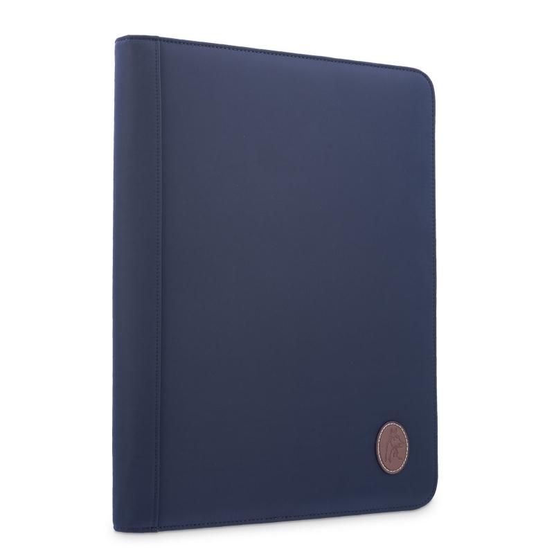 El potro Porta documentos unisex en lona azul y piel vacuno color cuero-Paris Rebajas top
