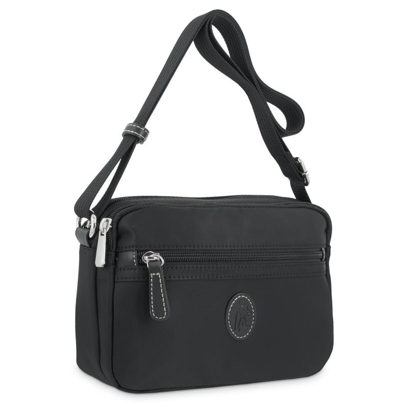El potro Bolso bandolera mujer en lona y piel vacuno color negro-Paris Último día