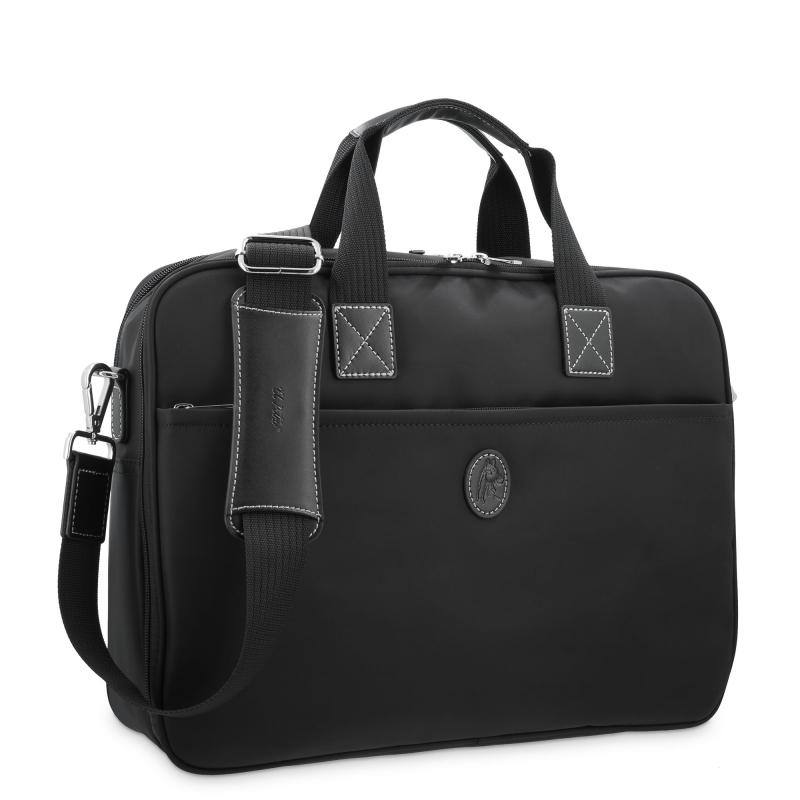 El potro Carpeta bolso unisex en lona negro y piel vacuno color negro-Paris Precio de fábrica