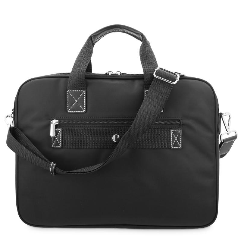 El potro Carpeta bolso unisex en lona negro y piel vacuno color negro-Paris Precio de fábrica
