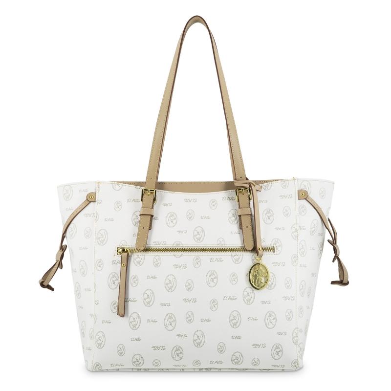 El potro Bolso shopper de lona blanco y piel vacuna cuero con logos-EL POTRO Promoción trimestral