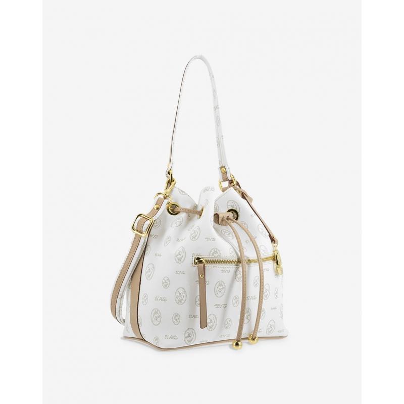 El potro Bolso saco mujer en lona blanco y piel vacuno cuero-Vintage Liquidación