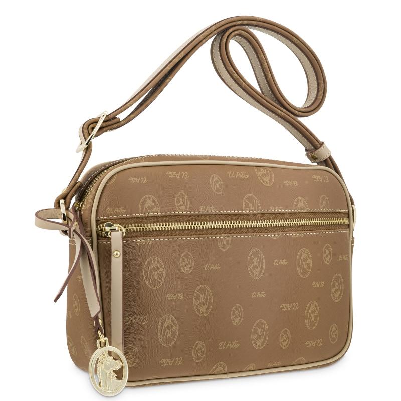 El potro Bolso bandolera mujer en lona y piel vacuno color cuero - Vintage Limitado a 3 días