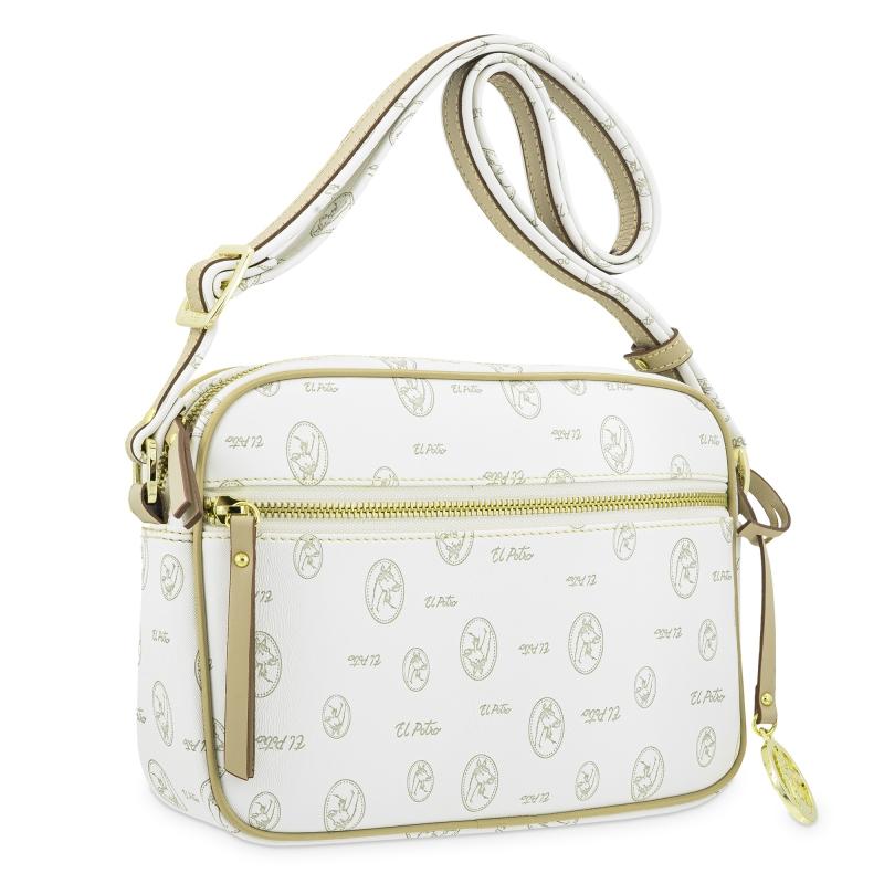 El potro Bolso bandolera mujer en lona y piel vacuno color blanco - Vintage Ahorra y exporta