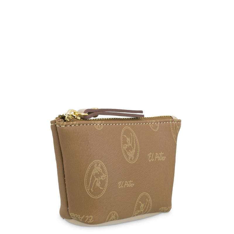 El potro Monedero mujer en lona y piel vacuno color cuero - Vintage Oferta exclusiva