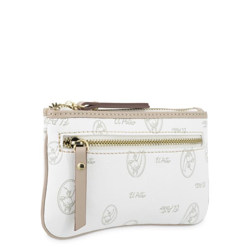 El potro Monedero mujer en lona y piel vacuno color blanco- Vintage Ofertas de temporada