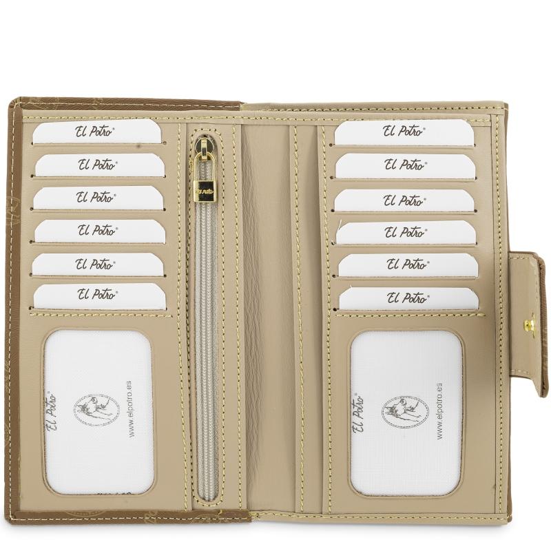 El potro Cartera grande mujer en lona y piel vacuno color cuero - Vintage Rebajas de fin de temporada