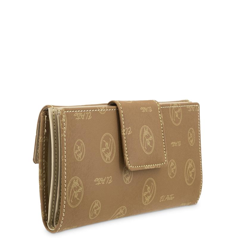 El potro Cartera grande mujer en lona y piel vacuno color cuero - Vintage Rebajas de fin de temporada