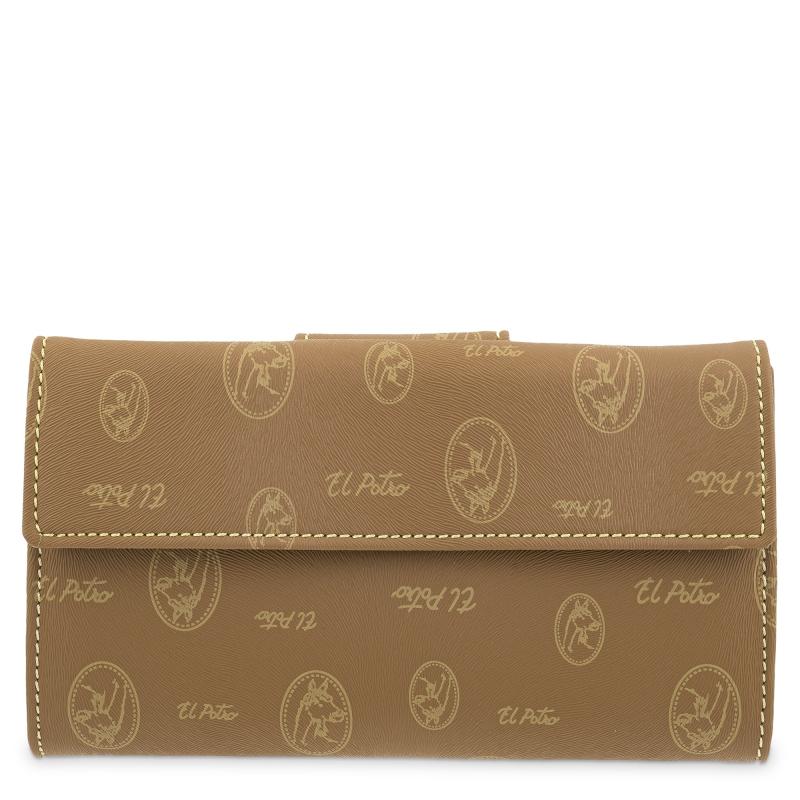 El potro Cartera grande mujer en lona y piel vacuno color cuero - Vintage Rebajas de fin de temporada