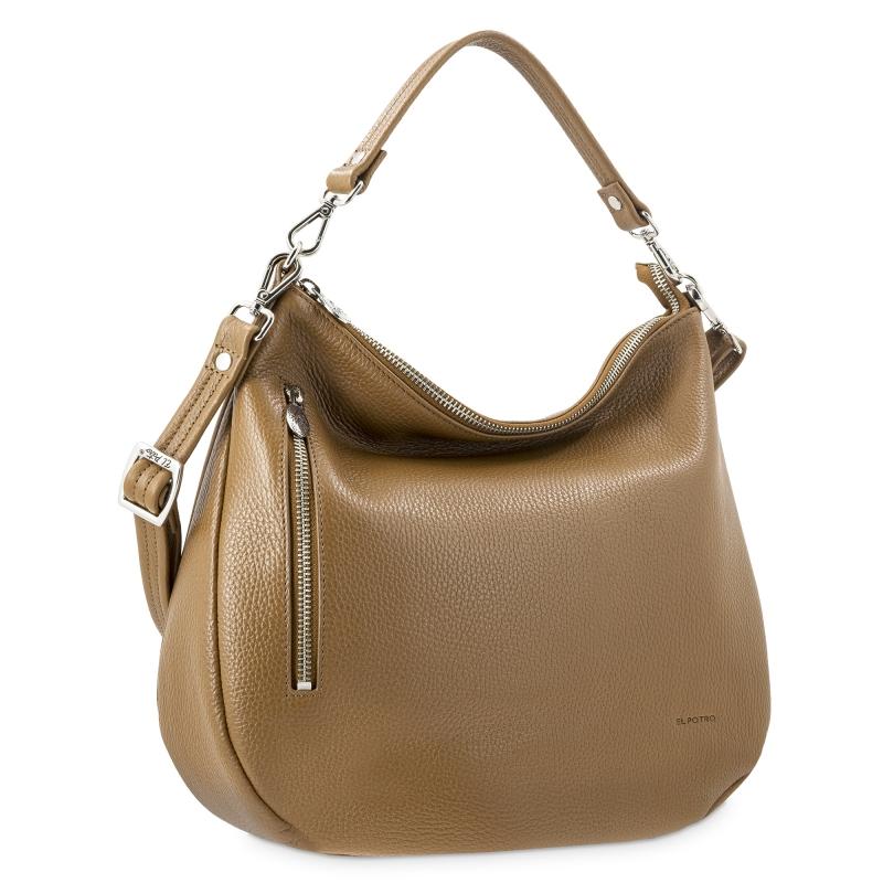 El potro Bolso Hobo mujer en piel vacuno color cuero - I R I S En línea