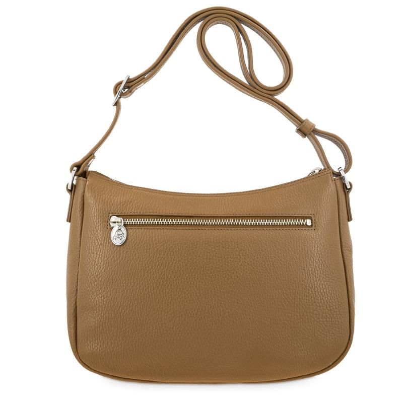 El potro Bolso góndola bandolera de 3 cremalleras mujer en piel vacuno color cuero- I R I S Rebajas