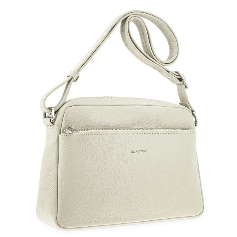 El potro Bolso bandolera grande de 3 cremalleras mujer en piel vacuno color beige- I R I S En oferta