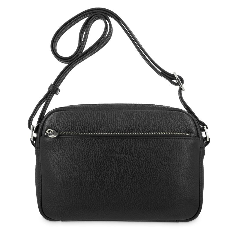 El potro Bolso bandolera mediano 3 cremalleras en piel vacuno color negro - I R I S