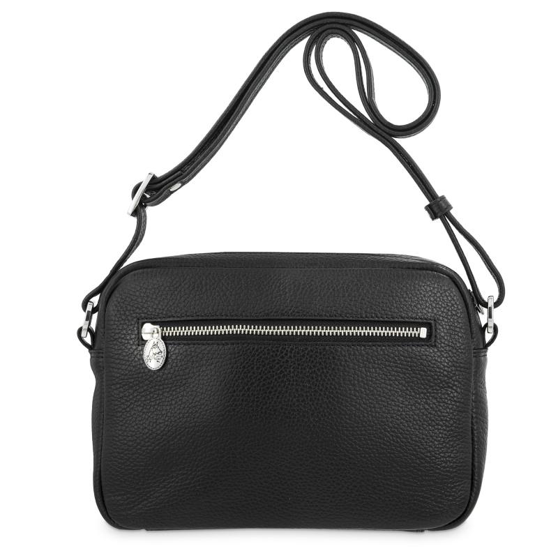 El potro Bolso bandolera mediano 3 cremalleras en piel vacuno color negro - I R I S Gran oferta