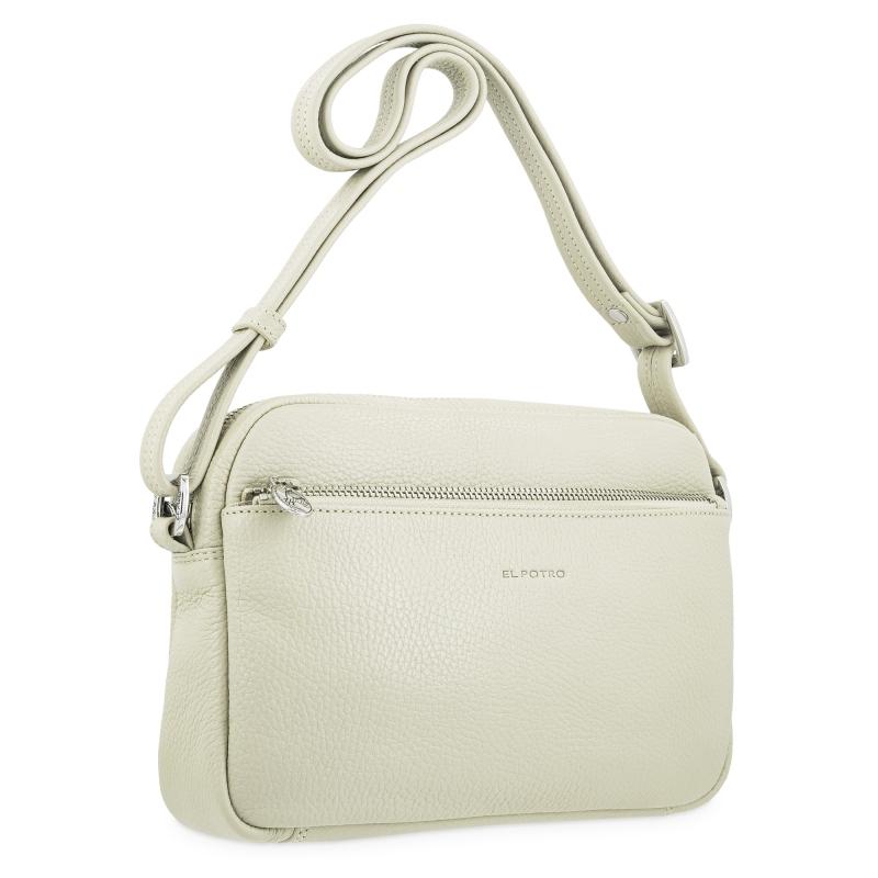 El potro Bolso bandolera mediano 3 cremalleras en piel vacuno color beige- I R I S Rebajas de fábrica