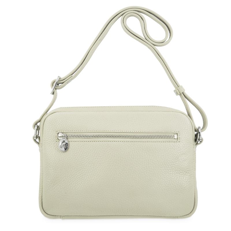 El potro Bolso bandolera mediano 3 cremalleras en piel vacuno color beige- I R I S Rebajas de fábrica