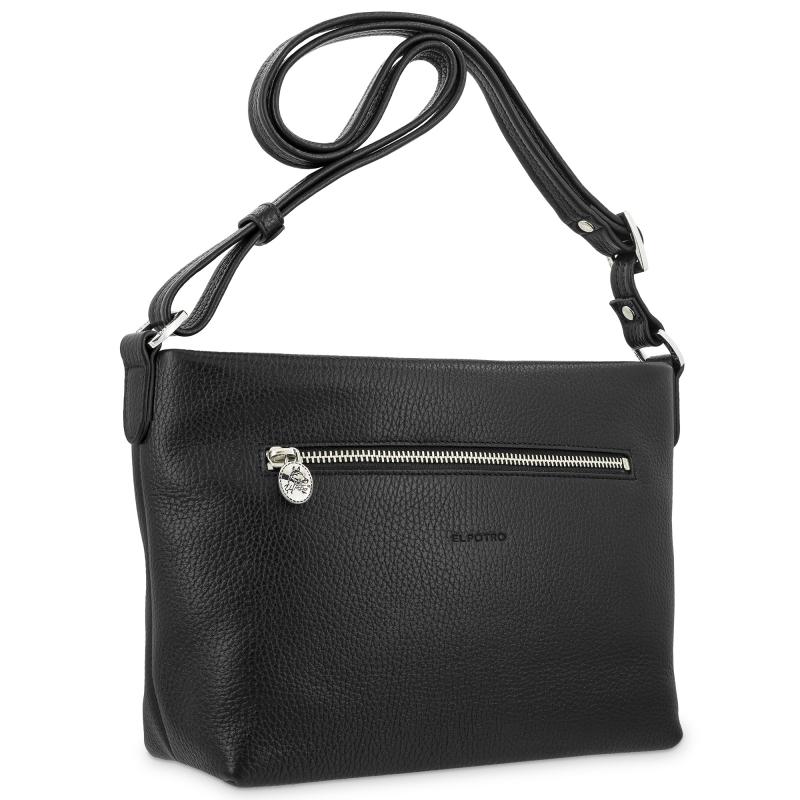 El potro Bolso suave bandolera de 3 cremalleras mujer en piel vacuno color negro - I R I S Los más vendidos